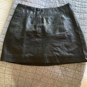 Free People classy black leather mini skirt
